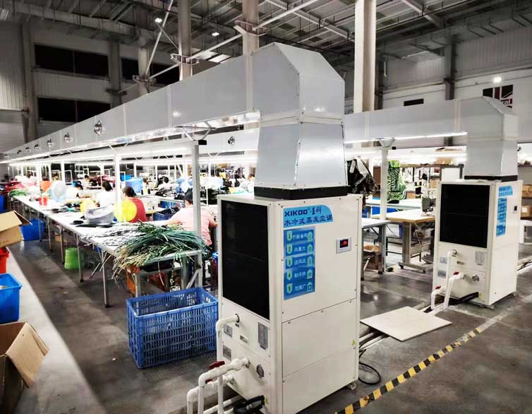 制衣廠制冷降溫，安裝星科蒸發冷省電空調-立式管道機